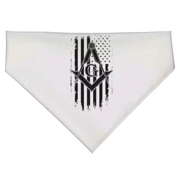 Masonic American Flag Square And Compass Freemason USA-Made Doggie Bandana