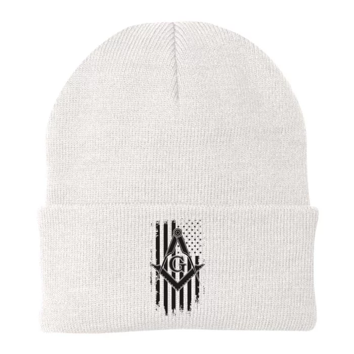 Masonic American Flag Square And Compass Freemason Knit Cap Winter Beanie