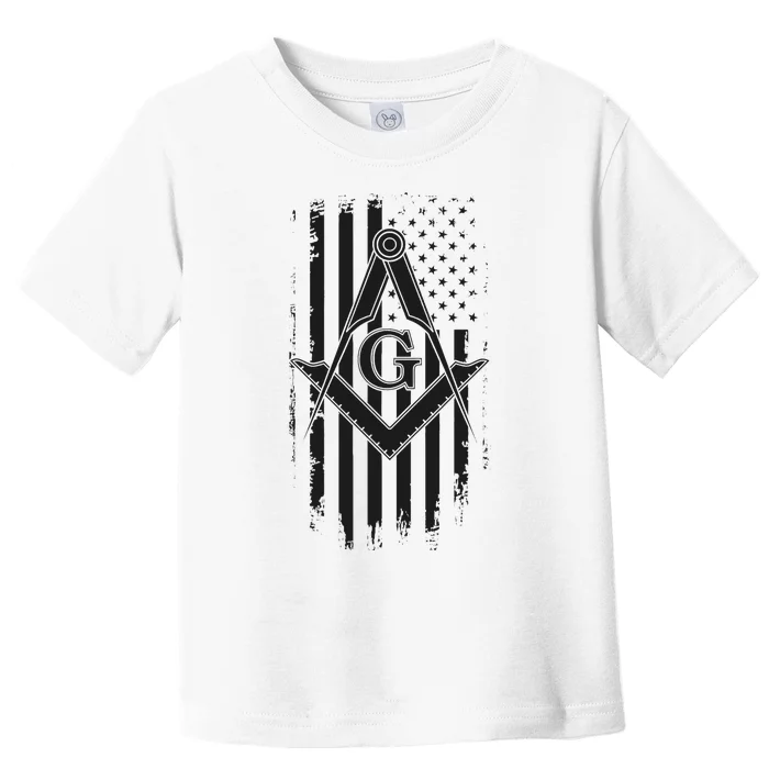 Masonic American Flag Square And Compass Freemason Toddler T-Shirt