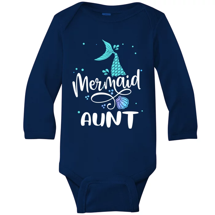 Mermaid Aunt Funny Aunt Family Matching Party Squad Meaningful Gift Baby Long Sleeve Bodysuit