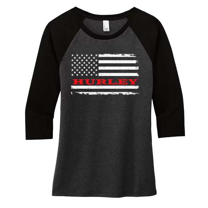 Mississippi American Flag Hurley USA Patriotic Souvenir Women's Tri-Blend 3/4-Sleeve Raglan Shirt