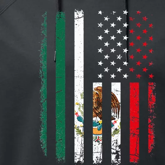 Mexican American Flag Mexican Roots Mexico America Performance Fleece Hoodie