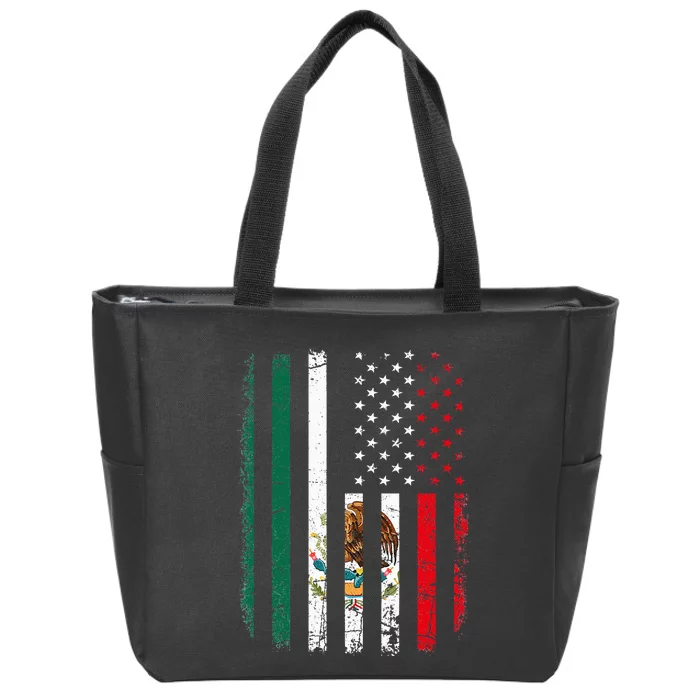 Mexican American Flag Mexican Roots Mexico America Zip Tote Bag