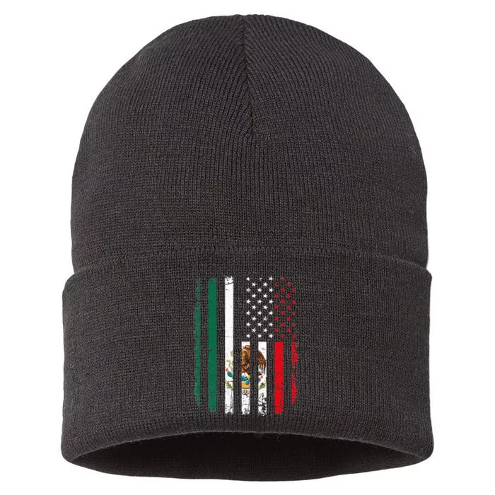 Mexican American Flag Mexican Roots Mexico America Sustainable Knit Beanie