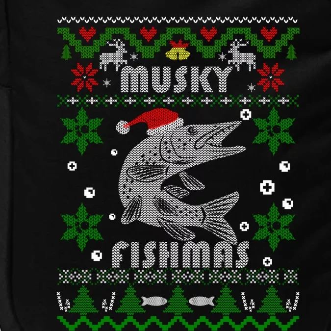 Muskie Angler Fishmas Musky Fishing Funny Gift Ugly Christmas Gift Impact Tech Backpack