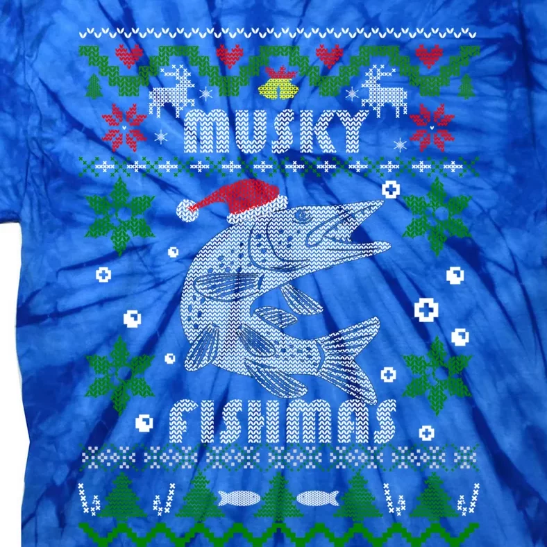 Muskie Angler Fishmas Musky Fishing Funny Gift Ugly Christmas Gift Tie-Dye T-Shirt