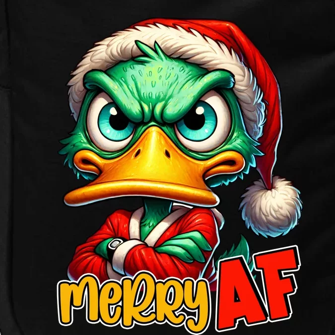 Merry Af Funny Sarcastic Grumpy Duck Christmas Impact Tech Backpack