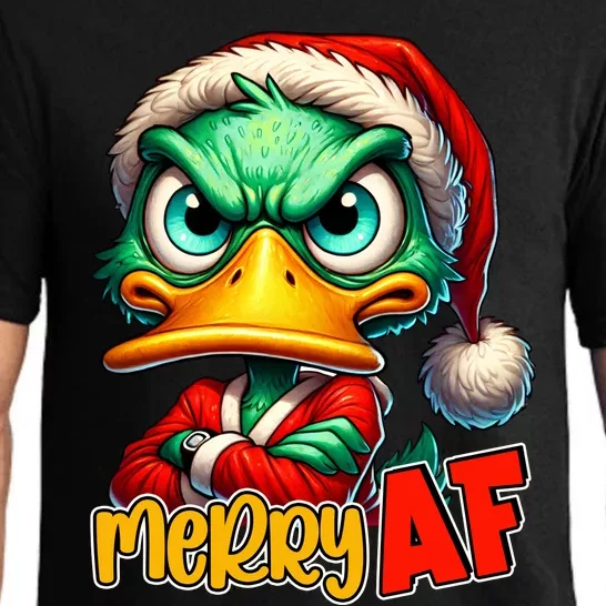 Merry Af Funny Sarcastic Grumpy Duck Christmas Pajama Set