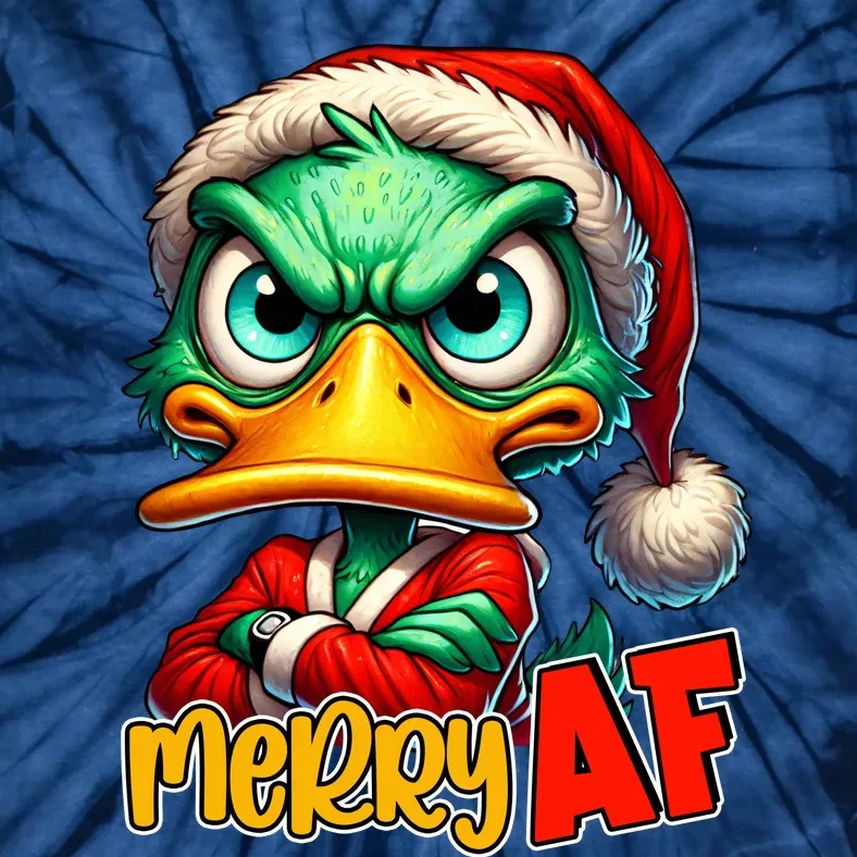 Merry Af Funny Sarcastic Grumpy Duck Christmas Tie-Dye T-Shirt