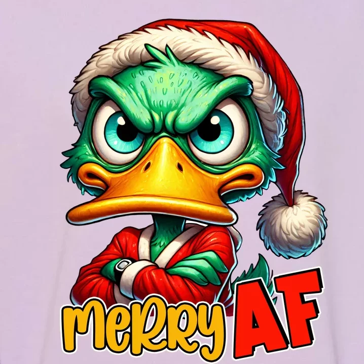 Merry Af Funny Sarcastic Grumpy Duck Christmas Garment-Dyed Sweatshirt