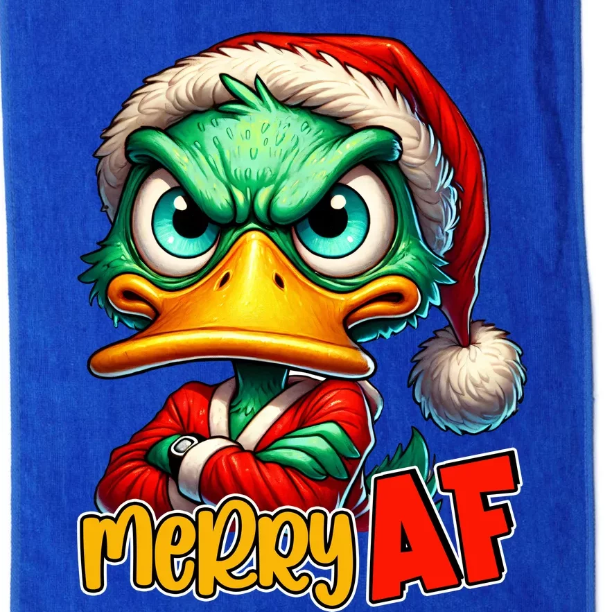 Merry Af Funny Sarcastic Grumpy Duck Christmas Platinum Collection Golf Towel