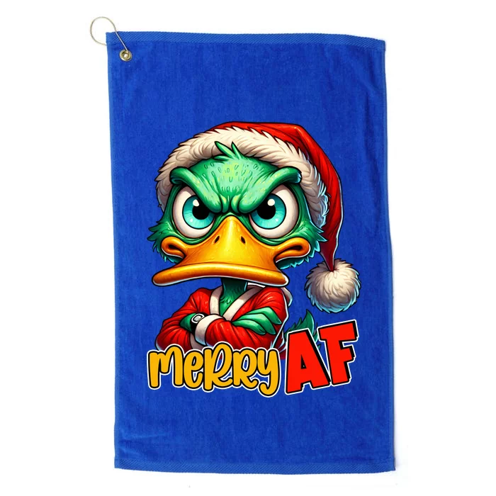 Merry Af Funny Sarcastic Grumpy Duck Christmas Platinum Collection Golf Towel