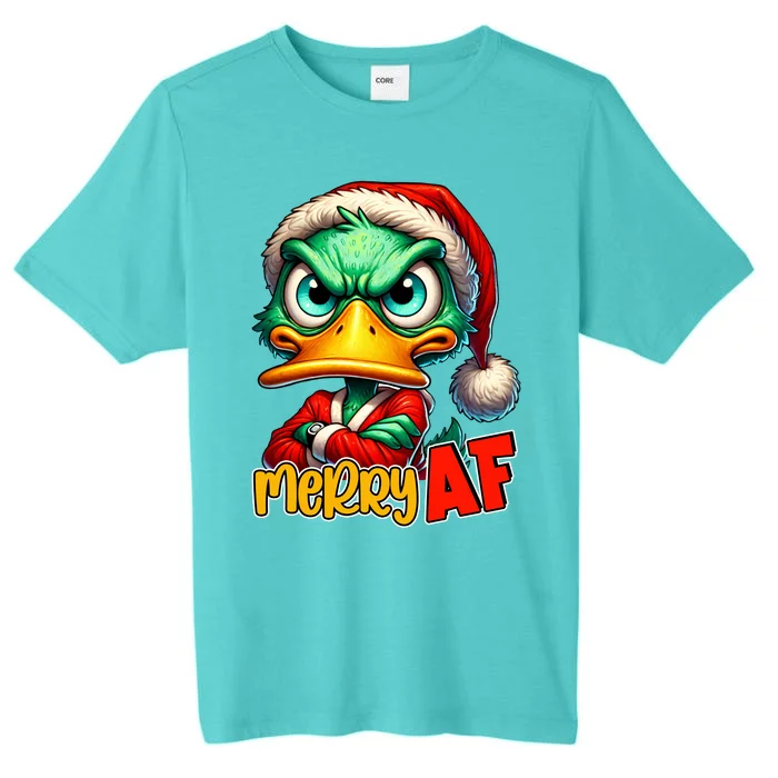 Merry Af Funny Sarcastic Grumpy Duck Christmas ChromaSoft Performance T-Shirt