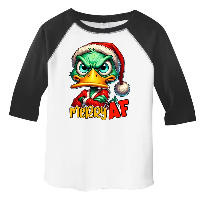 Merry Af Funny Sarcastic Grumpy Duck Christmas Toddler Fine Jersey T-Shirt