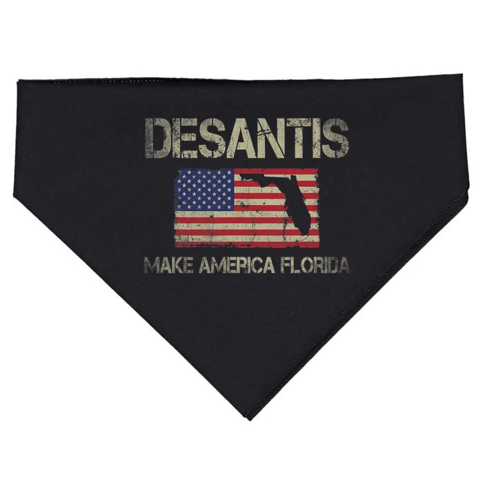 Make America Florida, DeSantis 2024 Election Vintage US Flag USA-Made Doggie Bandana