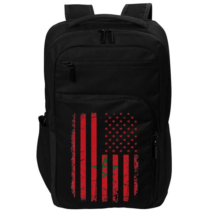 Moroccan American Flag Moroccan Roots Morocco America Impact Tech Backpack