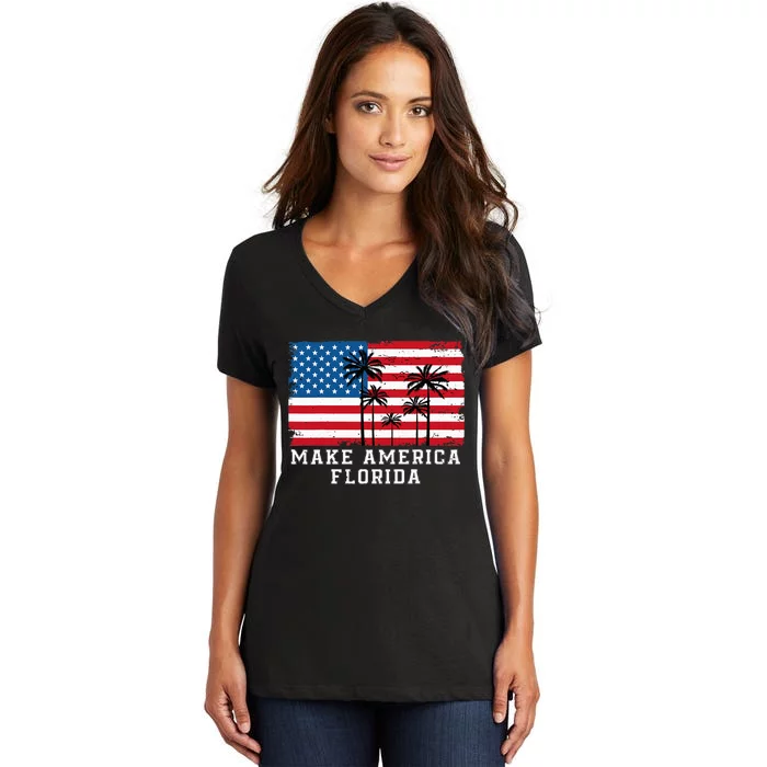 Make America Florida DeSantis 2024 Trump DeSantis Election Women's V-Neck T-Shirt