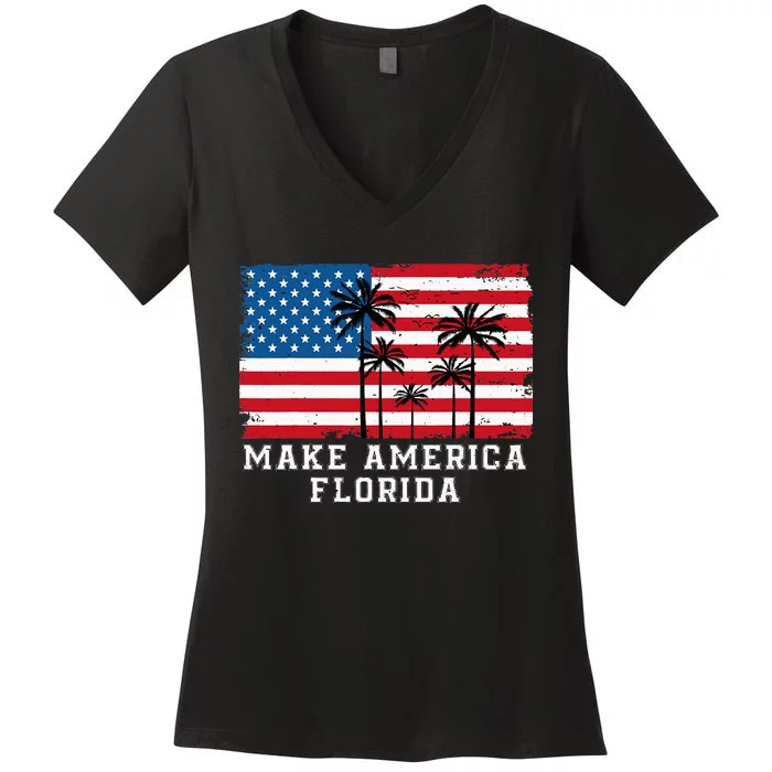 Make America Florida DeSantis 2024 Trump DeSantis Election Women's V-Neck T-Shirt