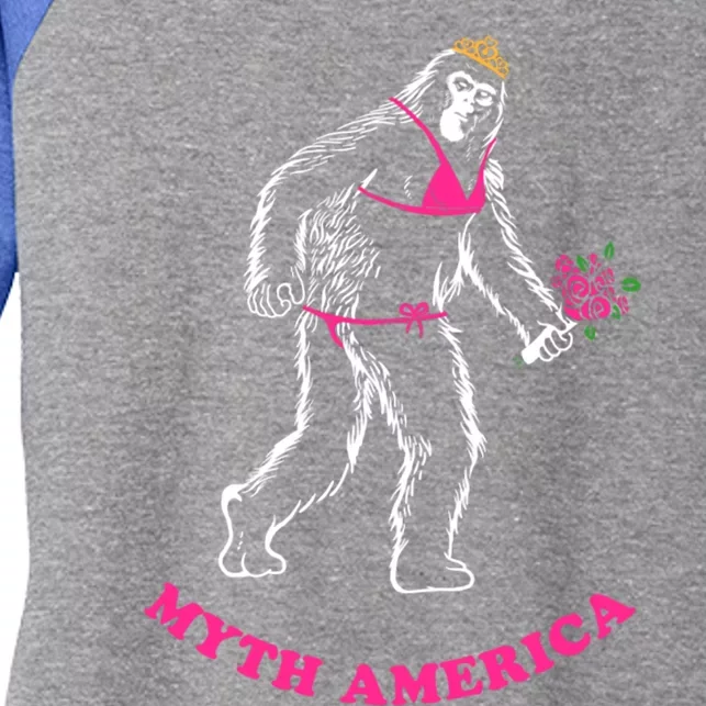 Myth America Funny Bigfoot Miss America Gift Women's Tri-Blend 3/4-Sleeve Raglan Shirt