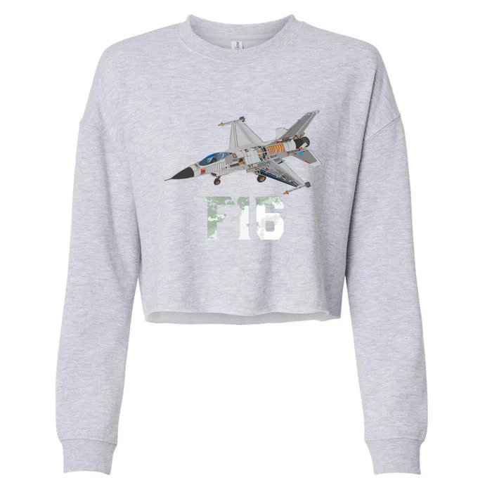 Military Aircraft F16 Falcon Pilot Gifts Cropped Pullover Crew