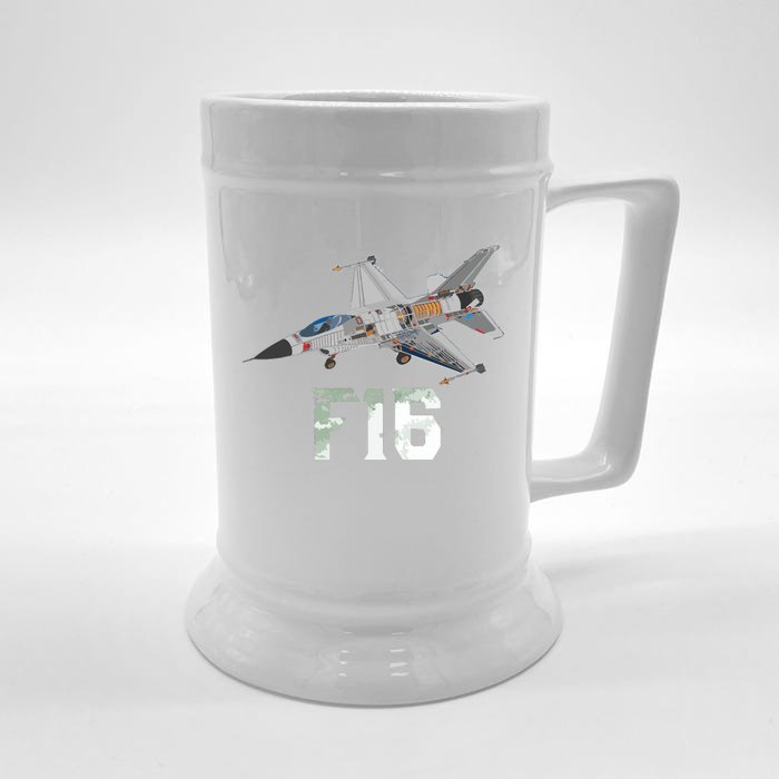 Military Aircraft F16 Falcon Pilot Gifts Front & Back Beer Stein