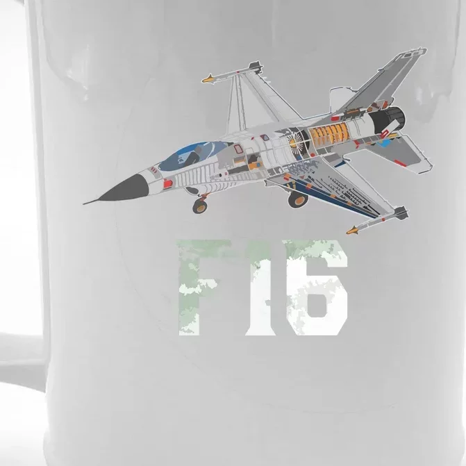 Military Aircraft F16 Falcon Pilot Gifts Front & Back Beer Stein