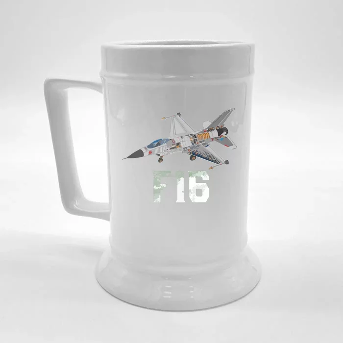 Military Aircraft F16 Falcon Pilot Gifts Front & Back Beer Stein