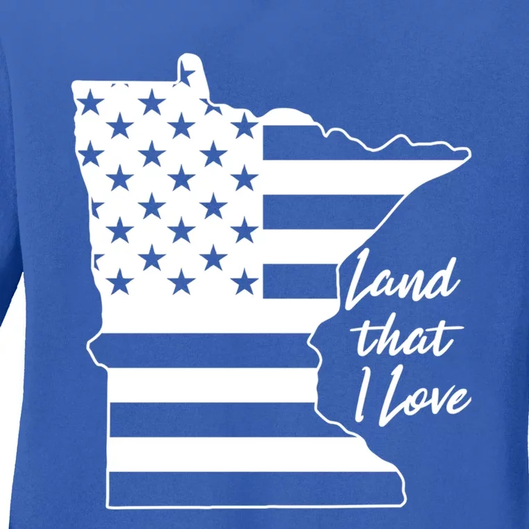 Minnesota American Flag Land That I Love Gift Ladies Long Sleeve Shirt