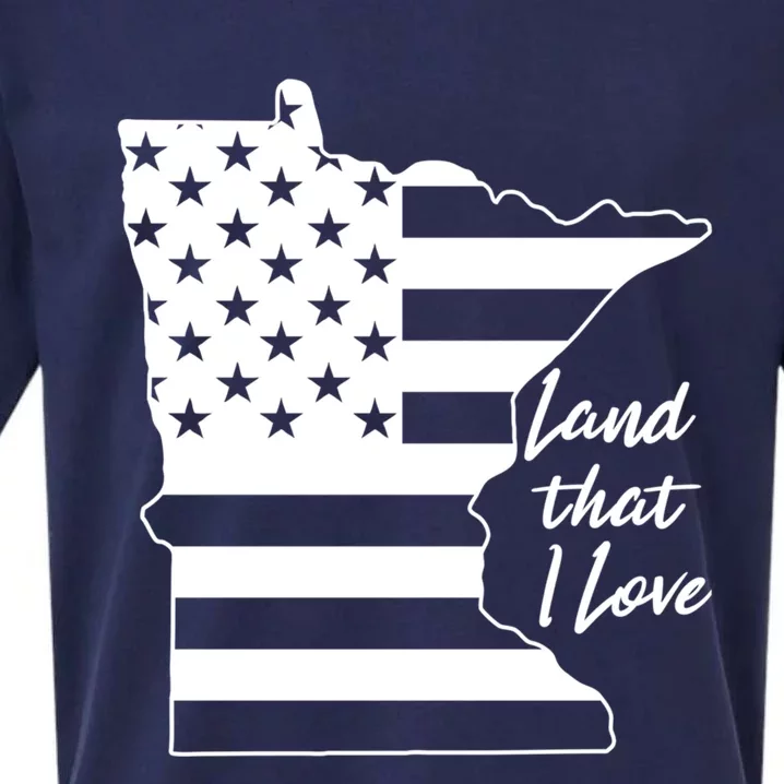 Minnesota American Flag Land That I Love Gift Sueded Cloud Jersey T-Shirt