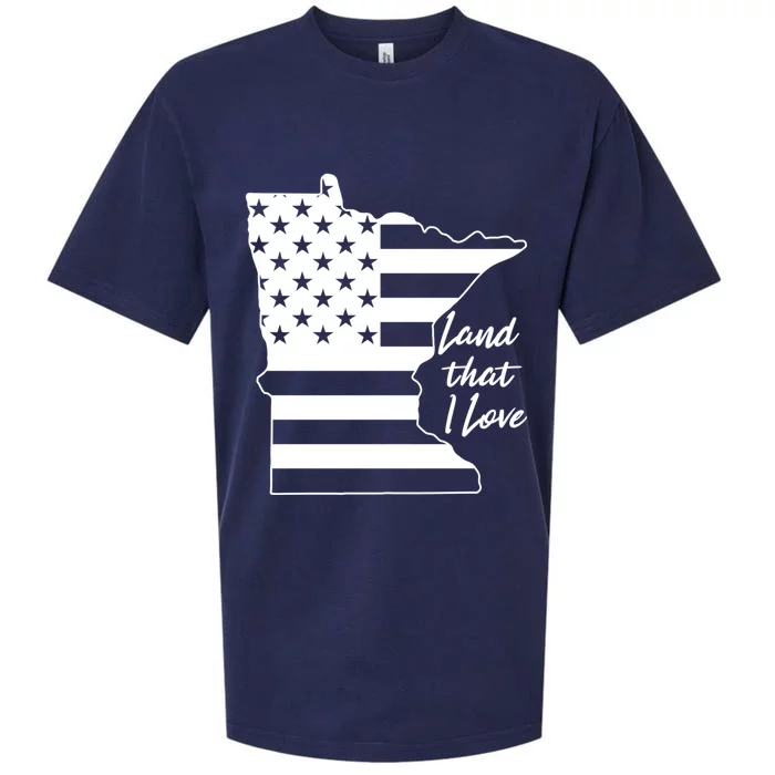 Minnesota American Flag Land That I Love Gift Sueded Cloud Jersey T-Shirt