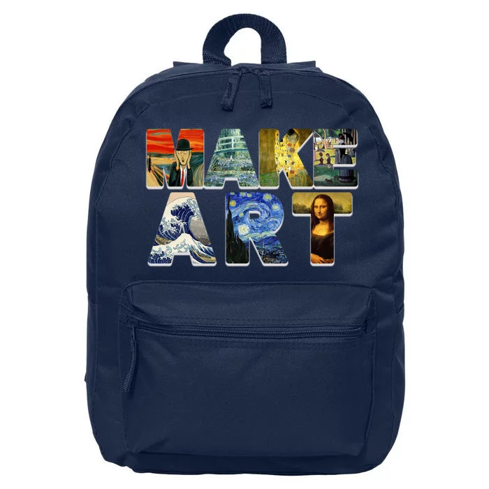 MAKE ART Funny Artist Artistic Humor Famous Paintings 16 in Basic Backpack