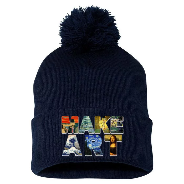 MAKE ART Funny Artist Artistic Humor Famous Paintings Pom Pom 12in Knit Beanie