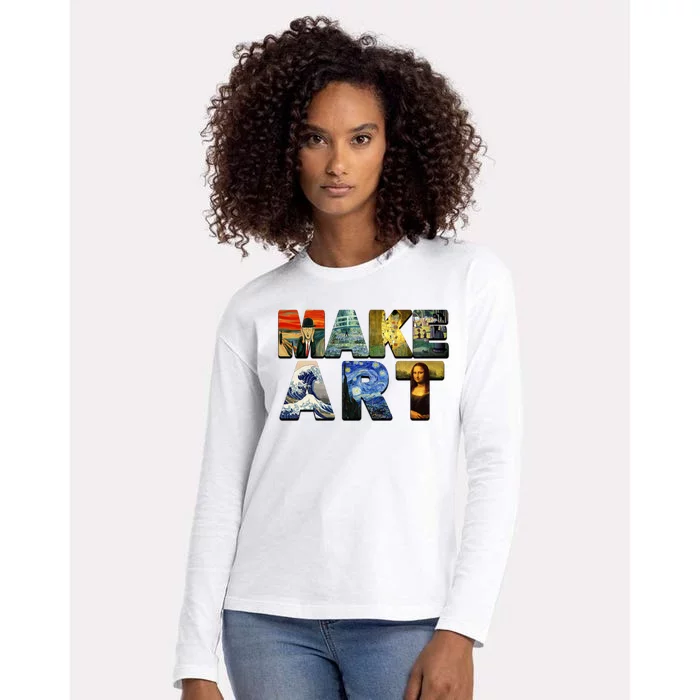 MAKE ART Funny Artist Artistic Humor Famous Paintings Womens Cotton Relaxed Long Sleeve T-Shirt