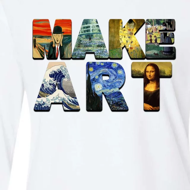 MAKE ART Funny Artist Artistic Humor Famous Paintings Womens Cotton Relaxed Long Sleeve T-Shirt