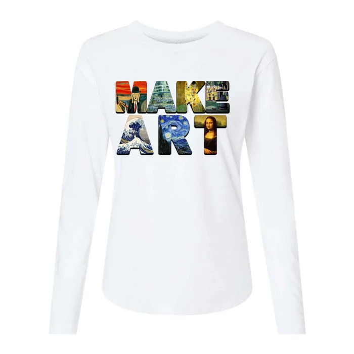 MAKE ART Funny Artist Artistic Humor Famous Paintings Womens Cotton Relaxed Long Sleeve T-Shirt