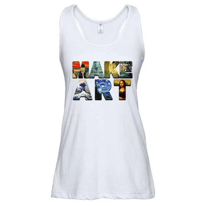 MAKE ART Funny Artist Artistic Humor Famous Paintings Ladies Essential Flowy Tank