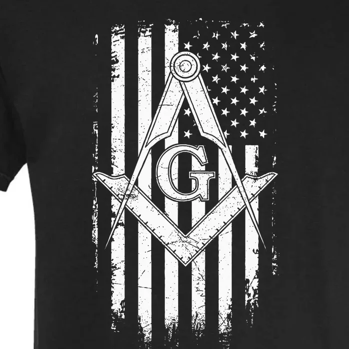 Masonic American Flag Square And Compass Freemason Garment-Dyed Heavyweight T-Shirt