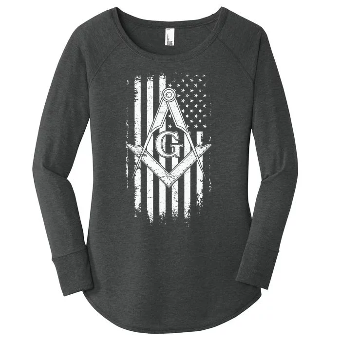 Masonic American Flag Square And Compass Freemason Women's Perfect Tri Tunic Long Sleeve Shirt