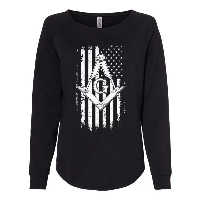 Masonic American Flag Square And Compass Freemason Womens California Wash Sweatshirt