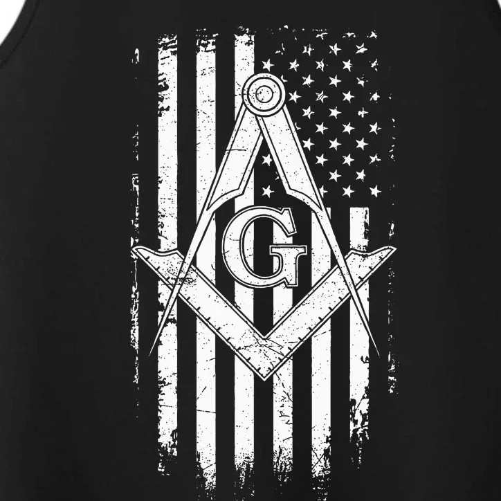 Masonic American Flag Square And Compass Freemason Performance Tank