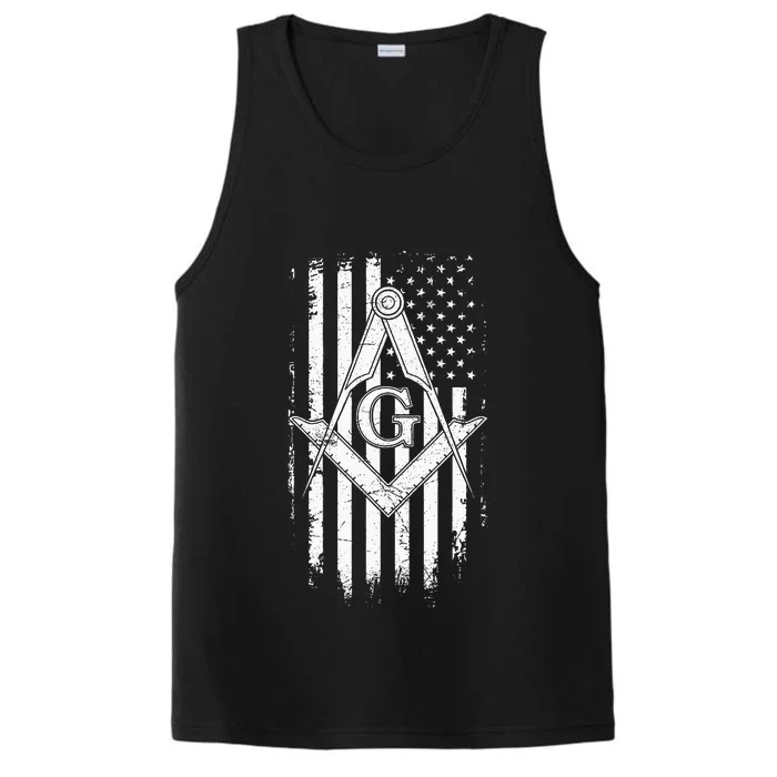 Masonic American Flag Square And Compass Freemason Performance Tank