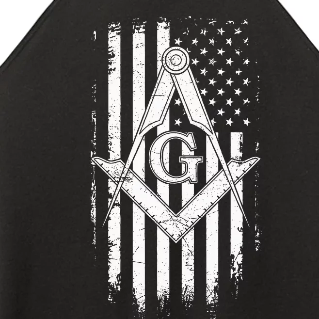 Masonic American Flag Square And Compass Freemason Women’s Perfect Tri Rocker Tank