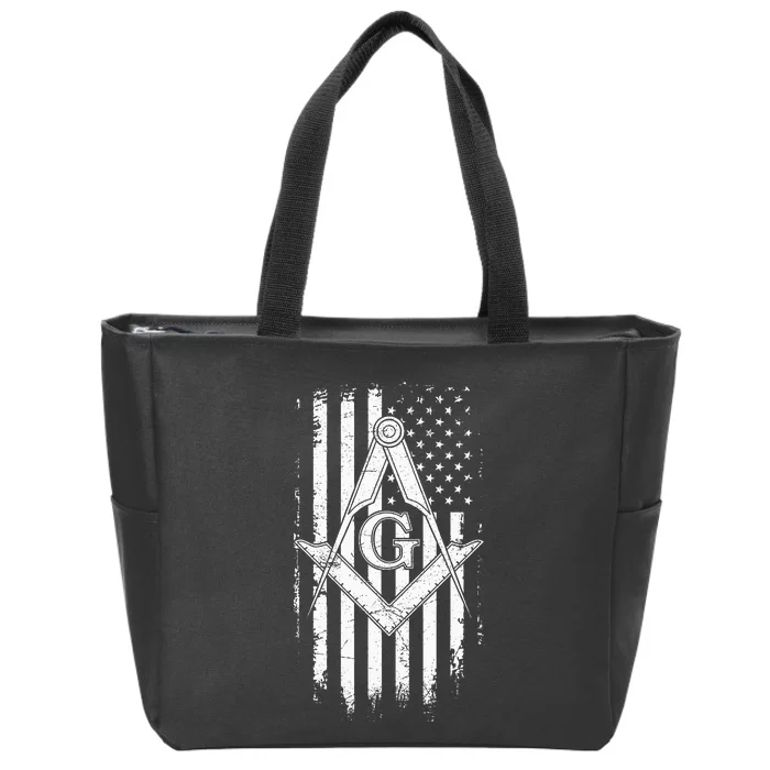 Masonic American Flag Square And Compass Freemason Zip Tote Bag