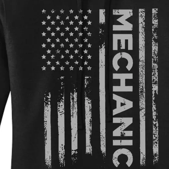 Mechanic American Flag Patriotic Car Mechanic Usa Flag Women's Pullover Hoodie