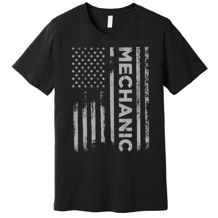 Mechanic American Flag Patriotic Car Mechanic Usa Flag Premium T-Shirt