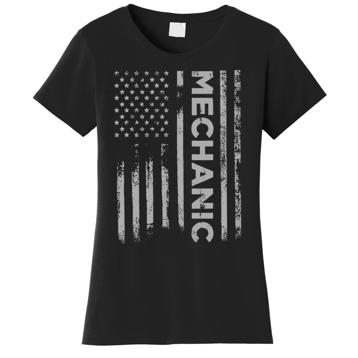 Mechanic American Flag Patriotic Car Mechanic Usa Flag Women's T-Shirt