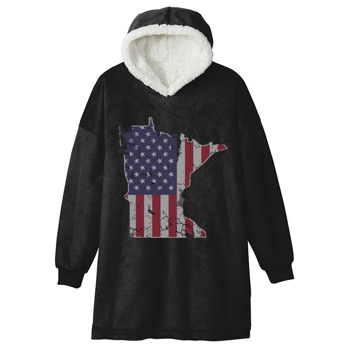 Minnesota American Flag 4th Of July Hooded Wearable Blanket