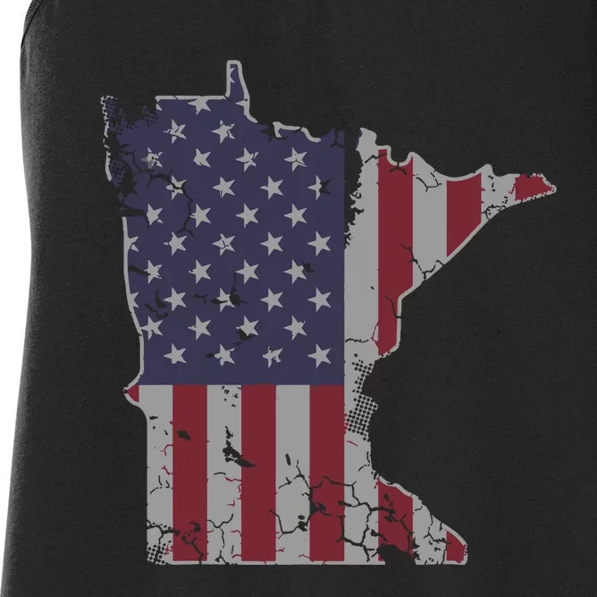 Minnesota American Flag 4th Of July Women's Racerback Tank