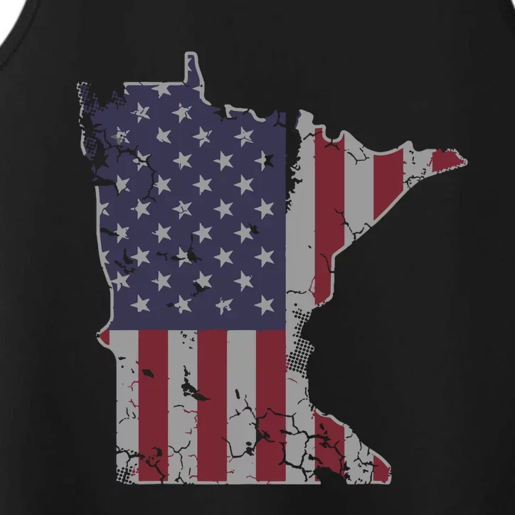 Minnesota American Flag 4th Of July Performance Tank