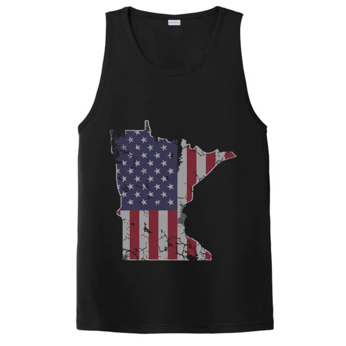 Minnesota American Flag 4th Of July Performance Tank